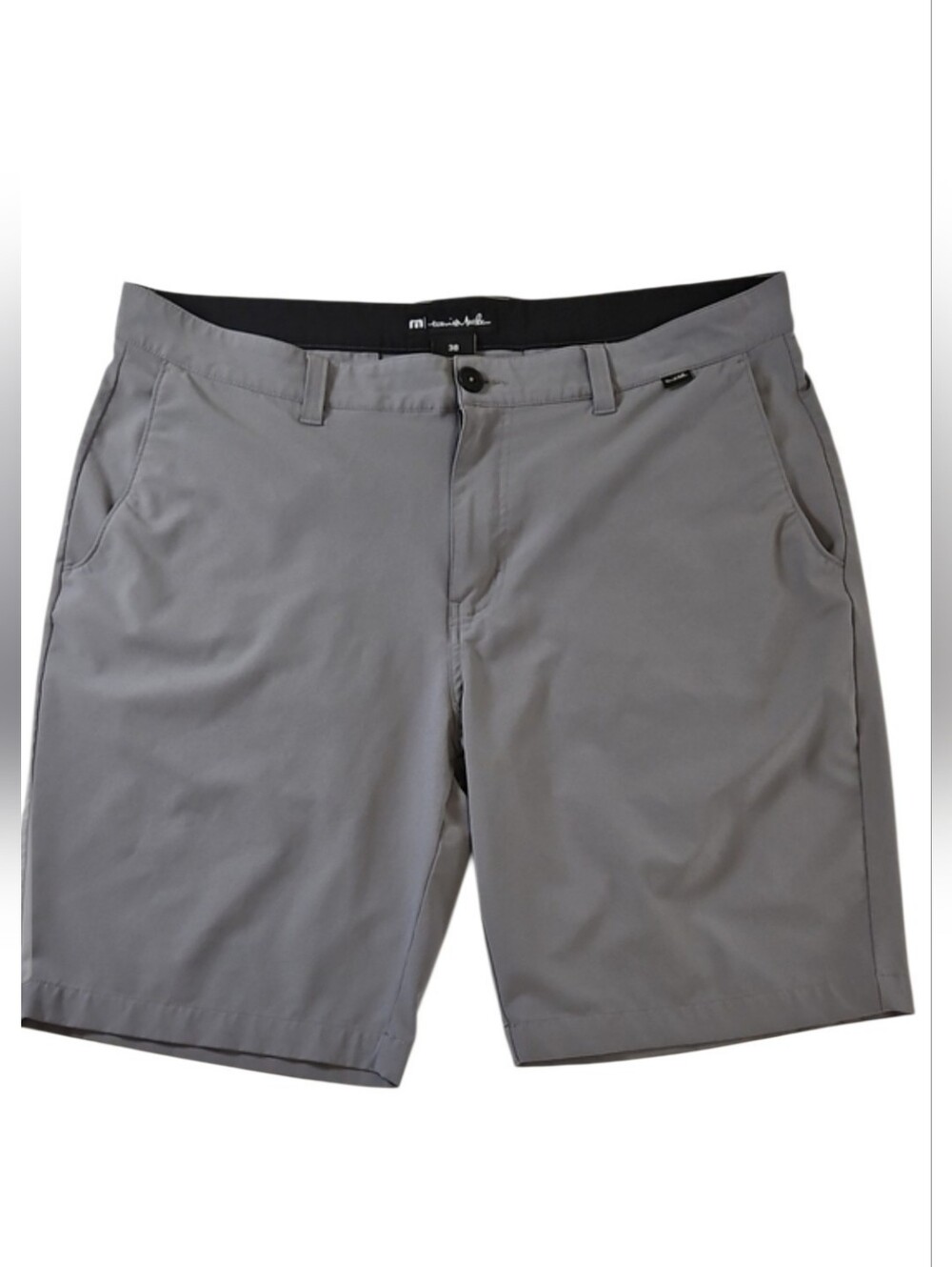 Travis Mathew Men's Light Gray Flat-Front Performance Shorts, Size 38